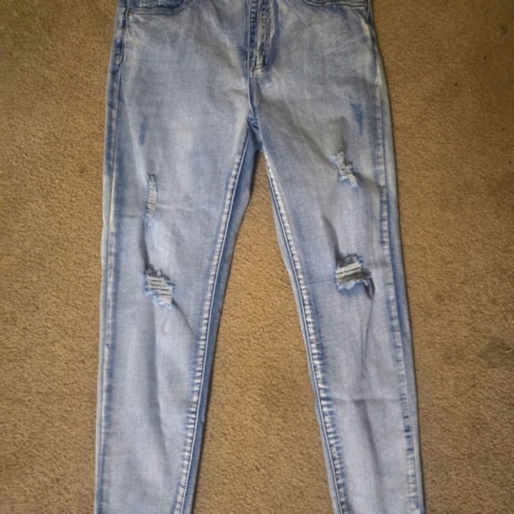 Women's Light Blue Distressed Jeans